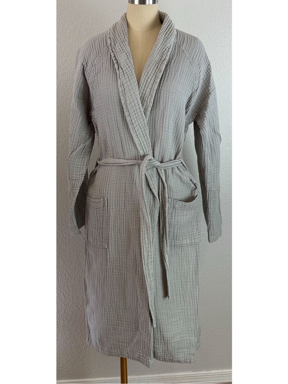 Restoration Hardware Ultra-Light Turkish Cotton Robe Grey size Small